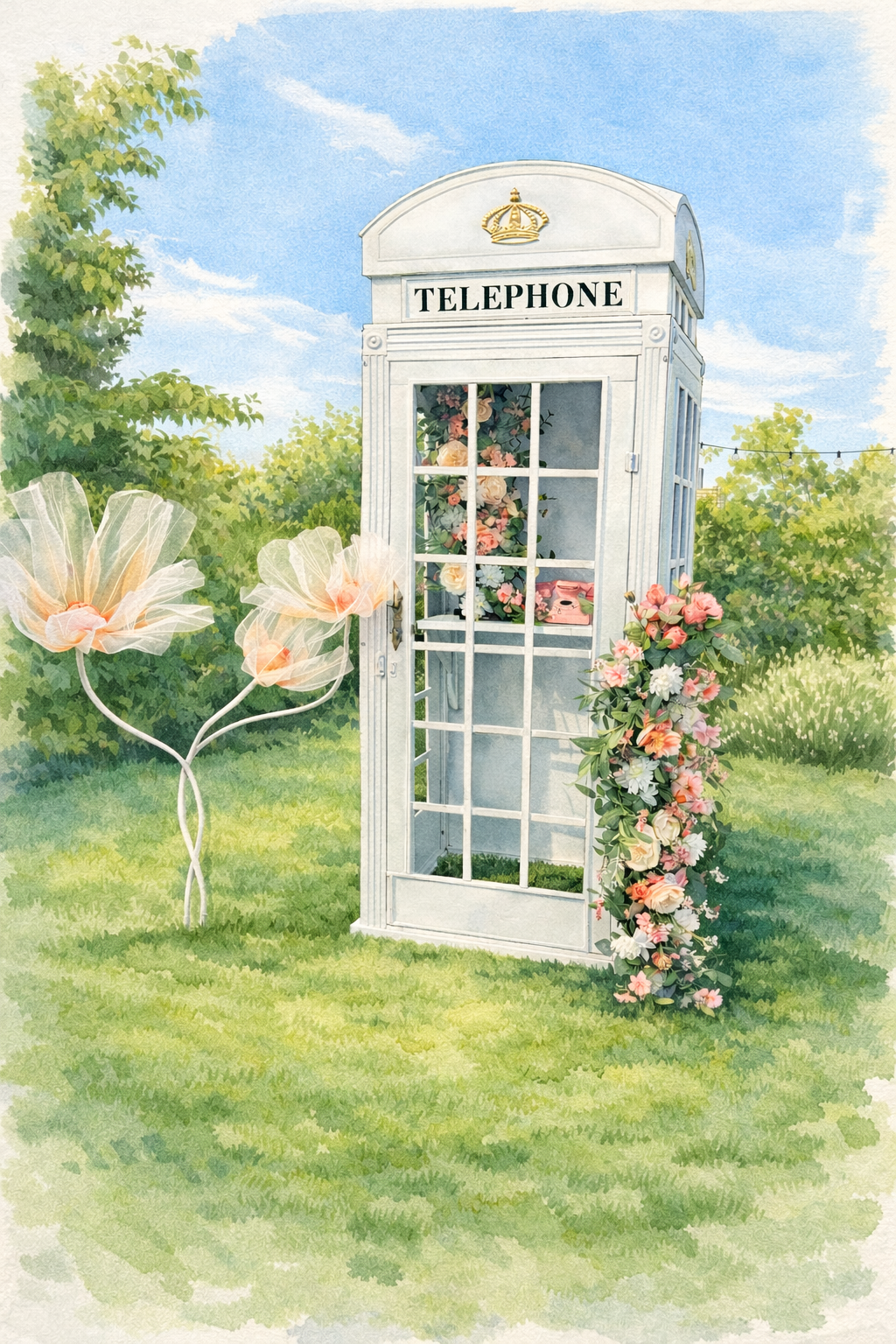 Vintage telephone booth illustration